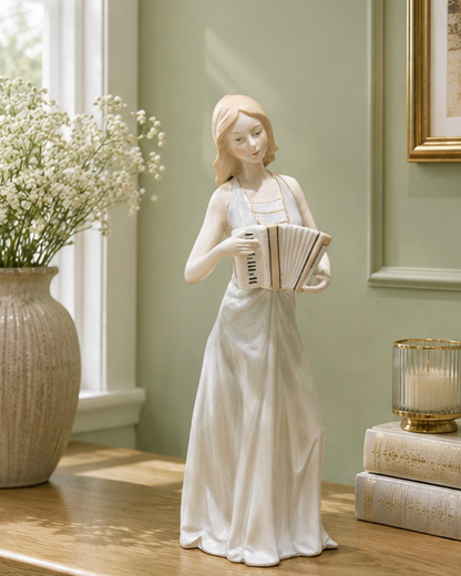 Accordion Victorian Lady - Fine Porcelain Figurine