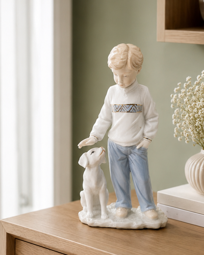 Boy & Puppy Keepsake - Fine Porcelain Figurine