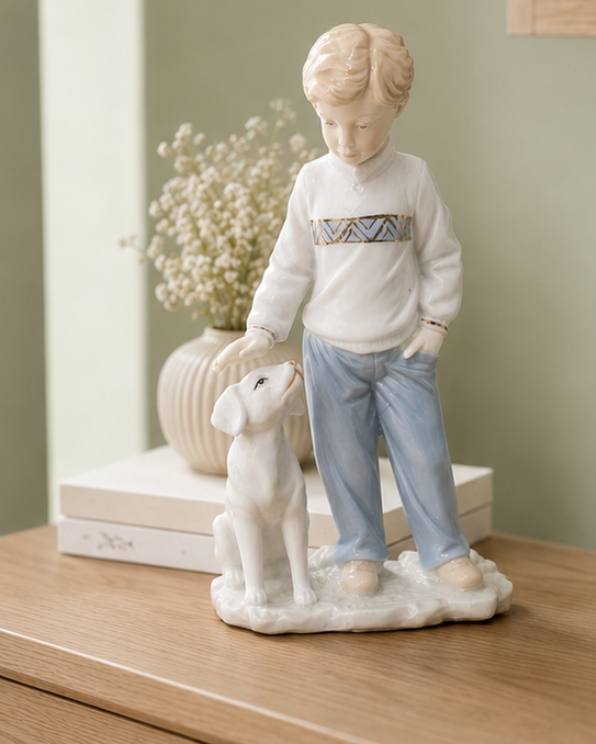 Boy & Puppy Keepsake - Fine Porcelain Figurine