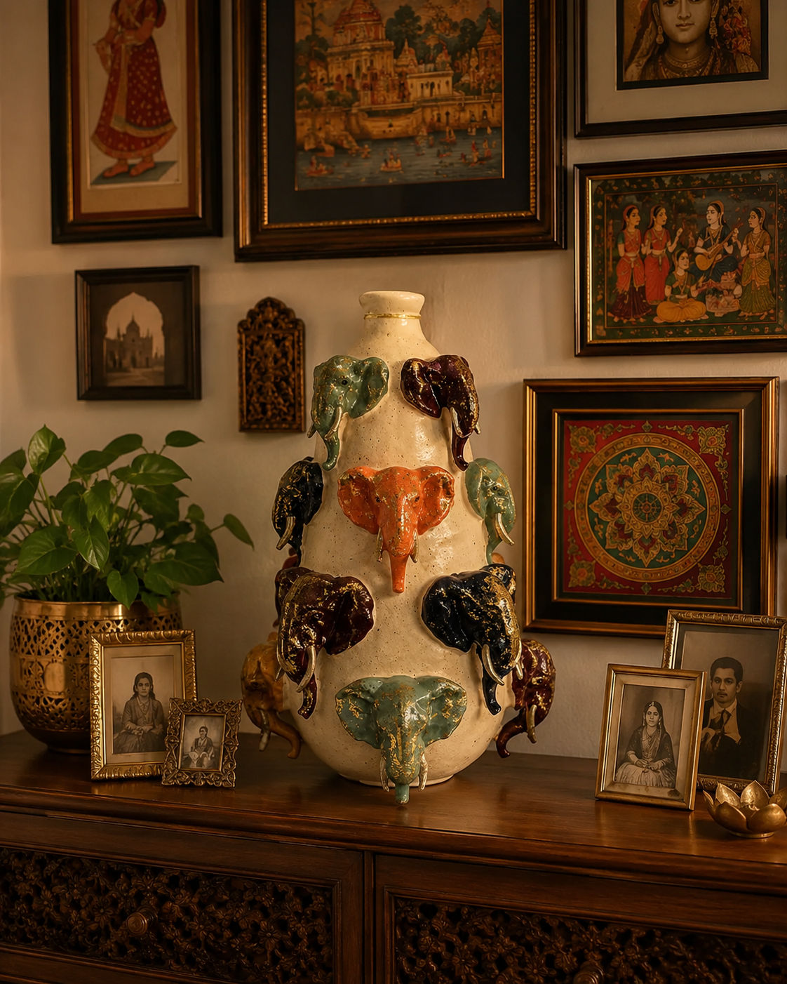 Majestic Elephant Heritage Vase