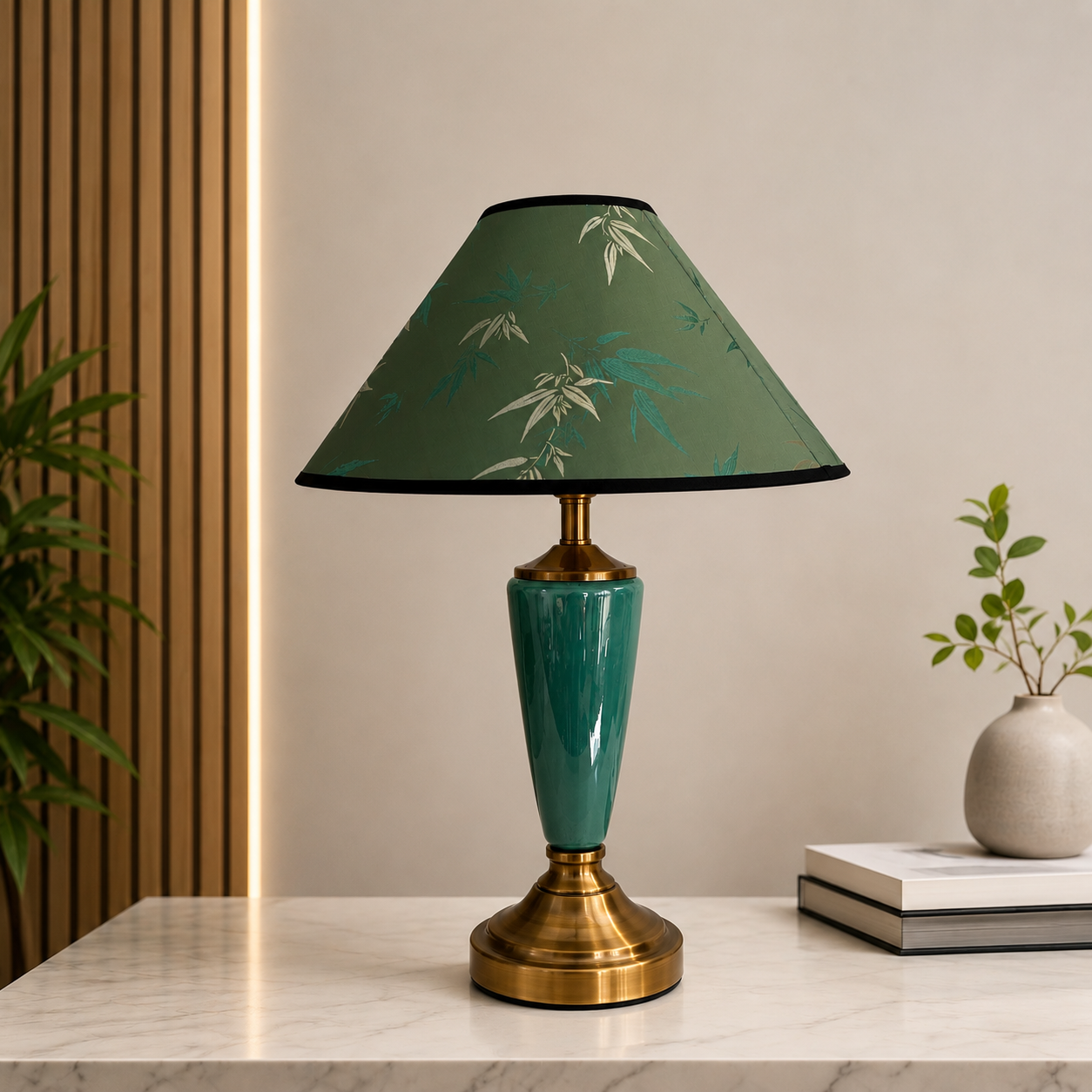The Colonial Green and Gold Decorative Table Lamps for Study (Green shade)