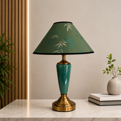 The Colonial Green and Gold Decorative Table Lamps for Study (Green shade)