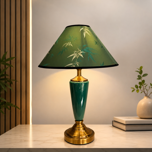 The Colonial Green and Gold Decorative Table Lamps for Study (Green shade)