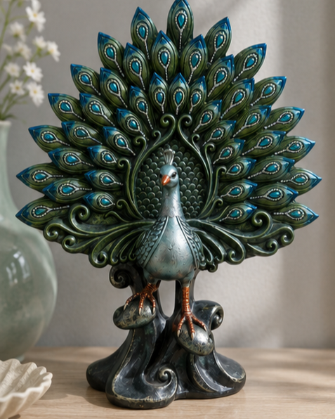 Majestic Peacock Decorative Figurine
