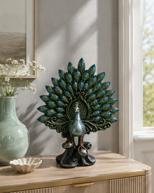 Majestic Peacock Decorative Figurine