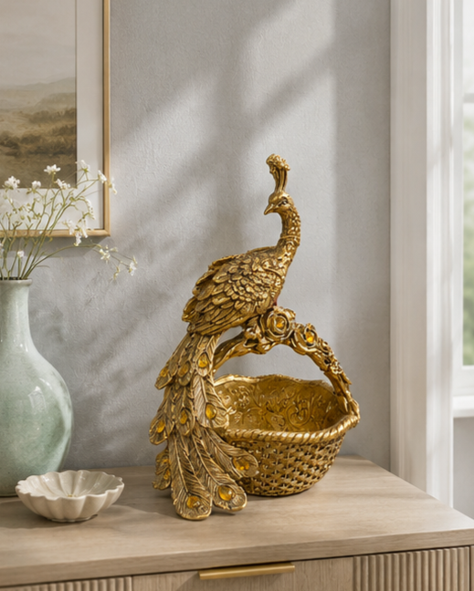 Regal Peacock Storage Basket
