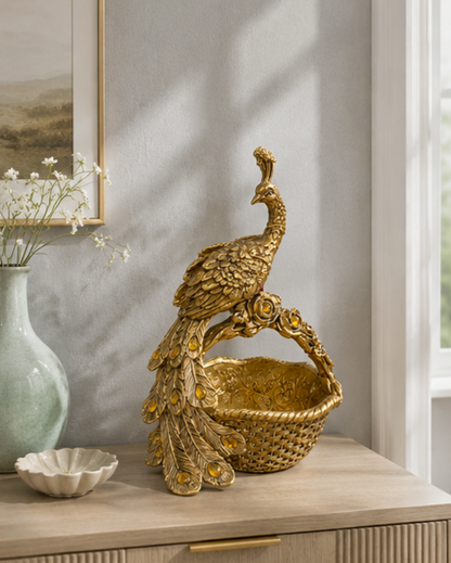 Regal Peacock Storage Basket