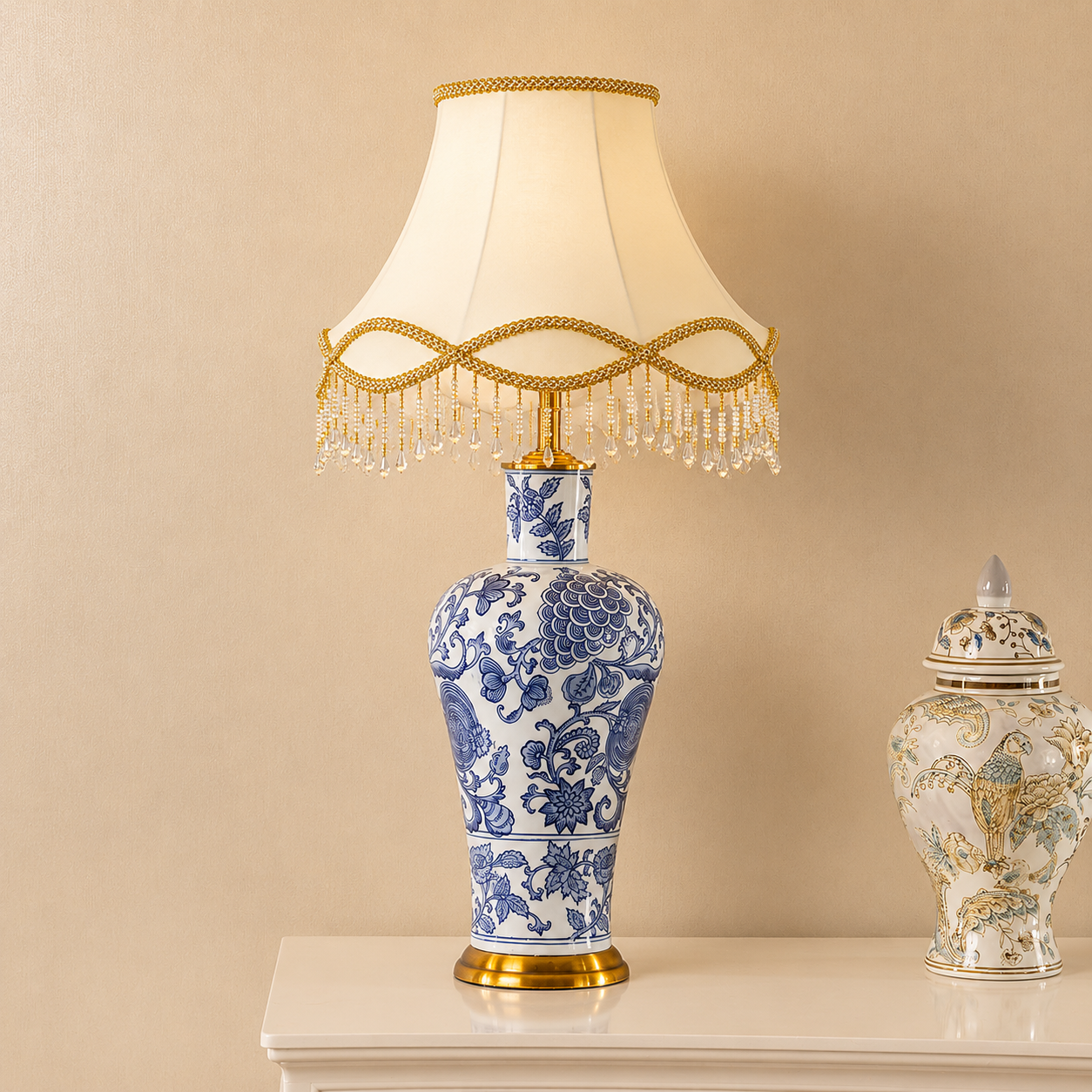 Calm Haven Decorative Table Lamp For Home (Victorian Shade)
