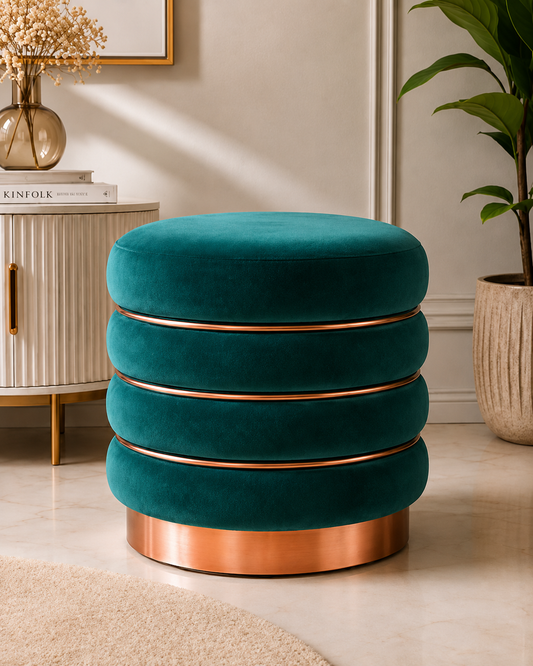 Emerald Luxe Velvet Ottoman Stool
