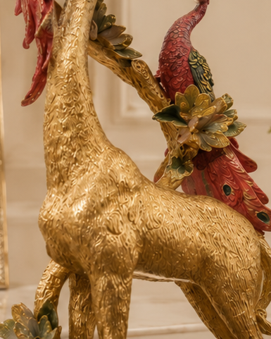 Regal Giraffe & Peacock Decorative Figurine