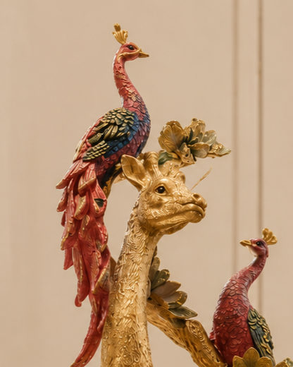 Regal Giraffe & Peacock Decorative Figurine