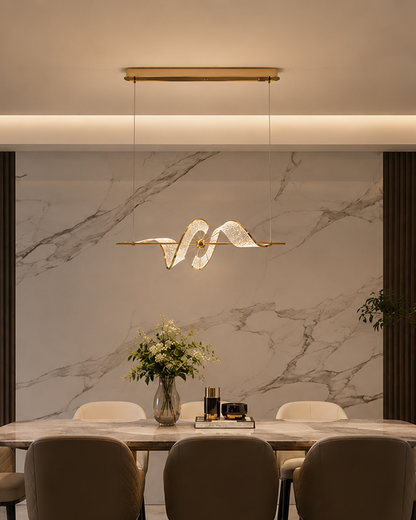 Spiral Crystal Wave Pendant Light