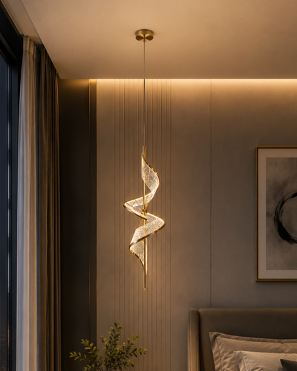Spiral Crystal Wave Pendant Light