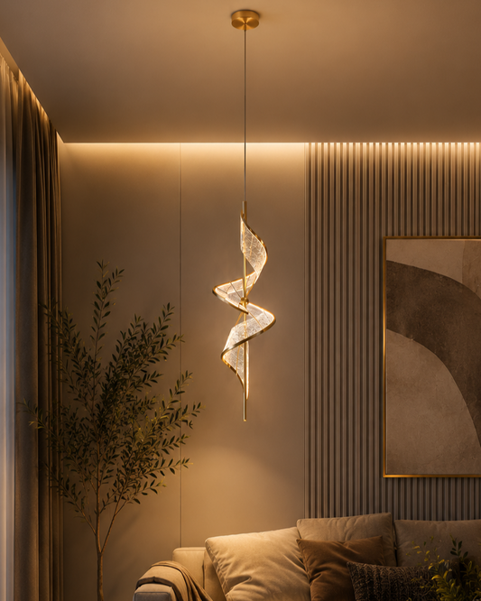 Spiral Crystal Wave Pendant Light