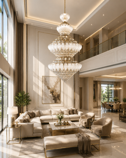 Opulent Multi-Layer Crystal Chandelier