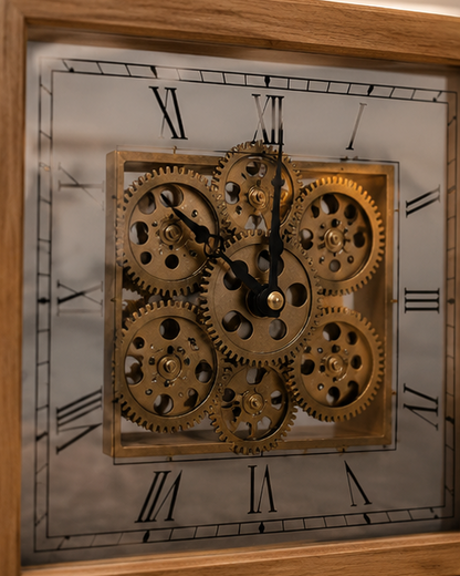 Heritage Gear Table Clock - Gold