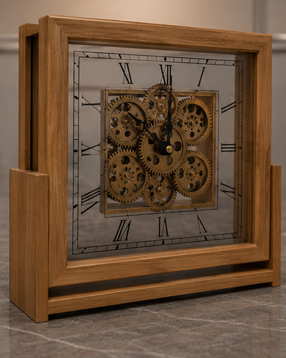 Heritage Gear Table Clock - Gold