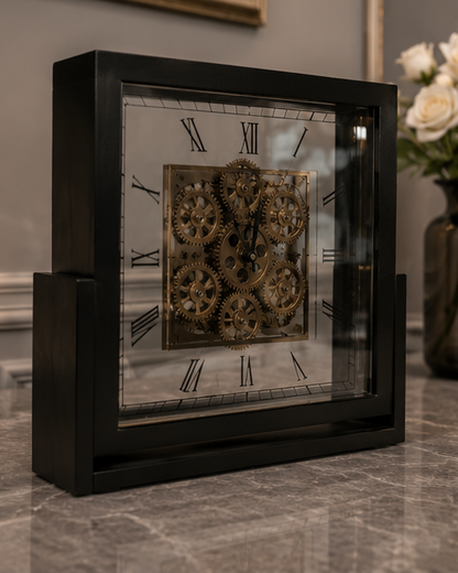 Heritage Gear Table Clock - Black