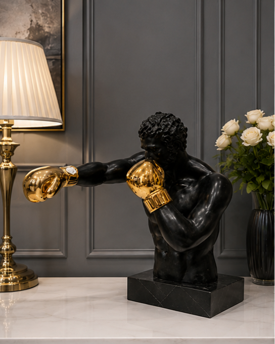 Golden Glove Decorative Boxer Sculpture