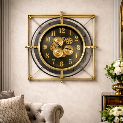 Grand Axis Luxury Designer Wall Clock For Living Room With Moving Gear Mechanism Buy Wall Clock Online (Steel Body)