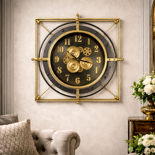 Grand Axis Luxury Designer Wall Clock For Living Room With Moving Gear Mechanism Buy Wall Clock Online (Steel Body)