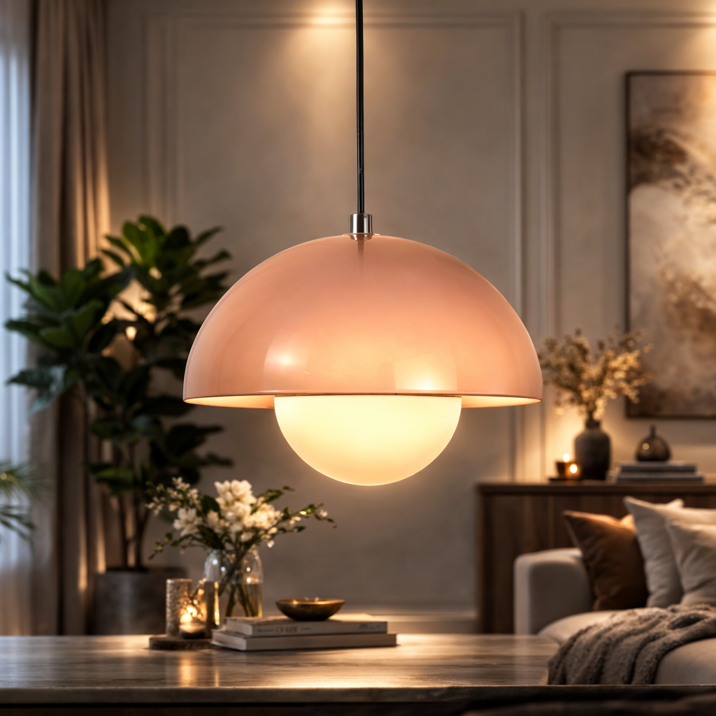 Vibe Dome Pendant Light For Home & Item for Home Decoration  - Peach