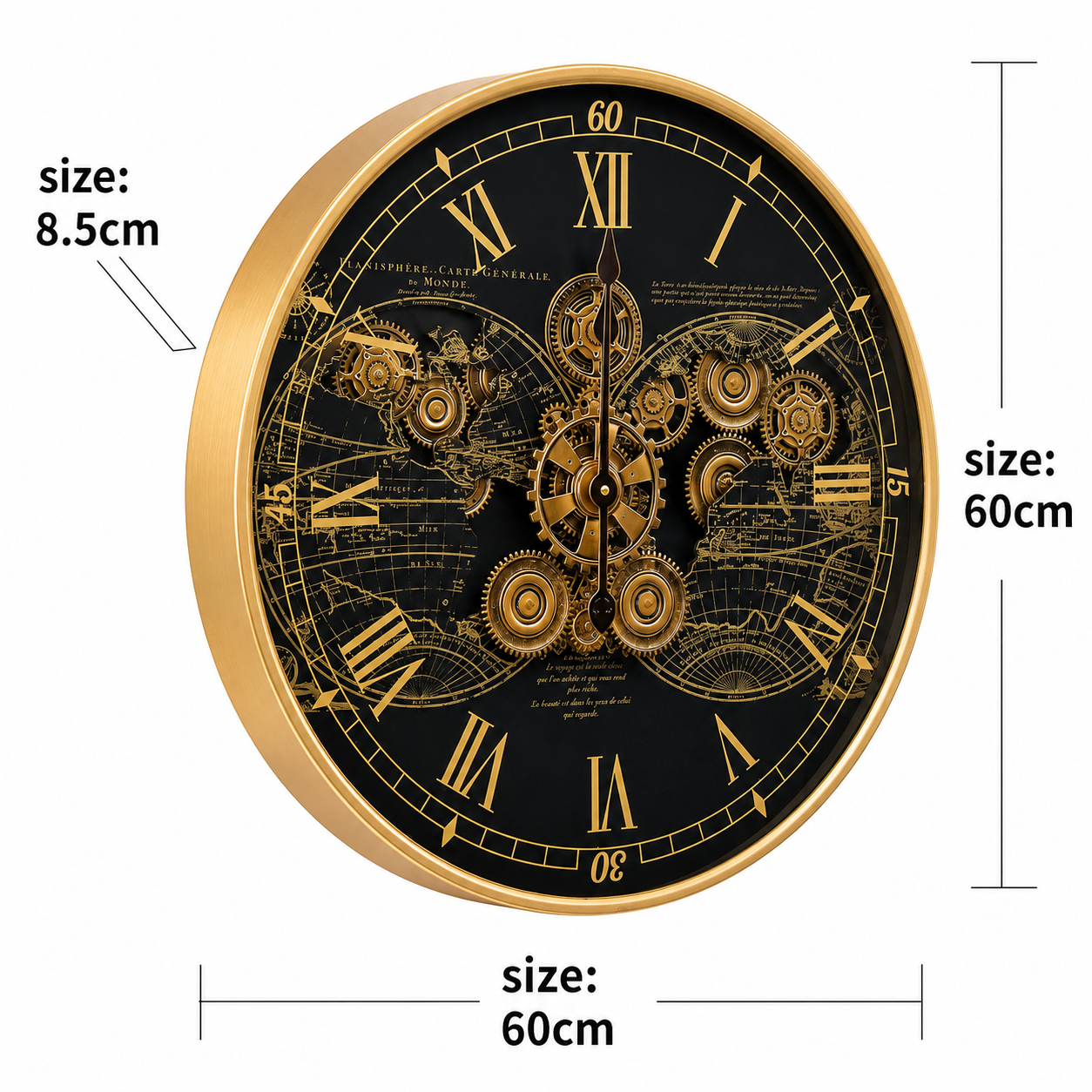 Chrono Luxe Luxury Designer Wall Clocks for the Home With Moving Gear Mechanism Buy Wall Clock Online (Steel Body) - Big
