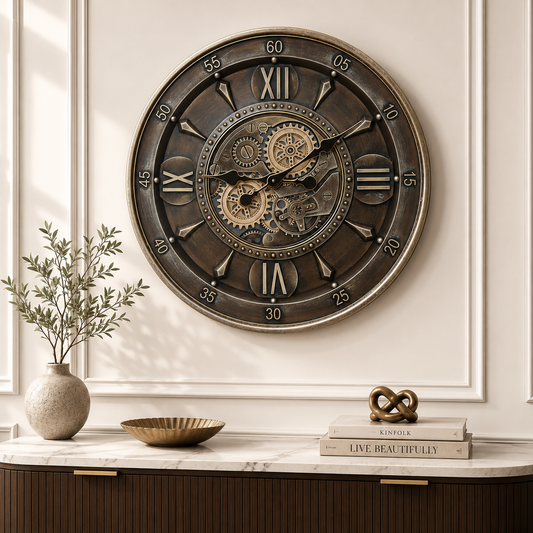 Cedar Hour Luxury Designer Wall Clocks for the Home With Moving Gear Mechanism Buy Wall Clock Online (Steel Body)