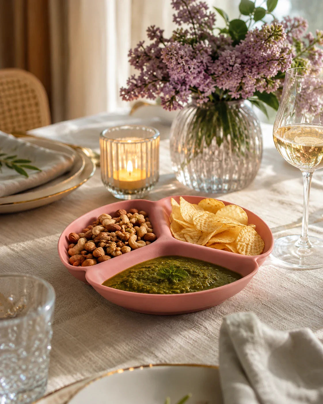 Monochrome Chip & Dip Platter - Pink
