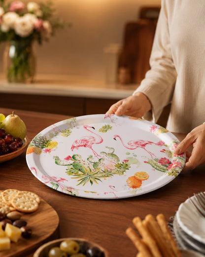 'Flamingo' Round Serving Tray - Set Of 2
