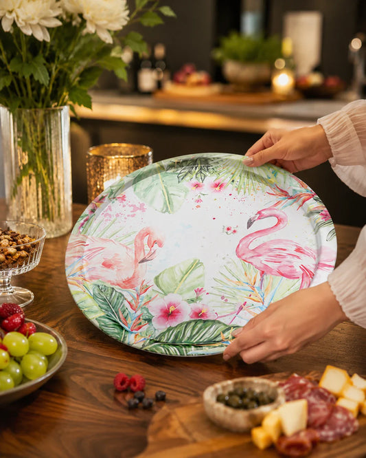 'Flamingo' Round Serving Tray - Set Of 2