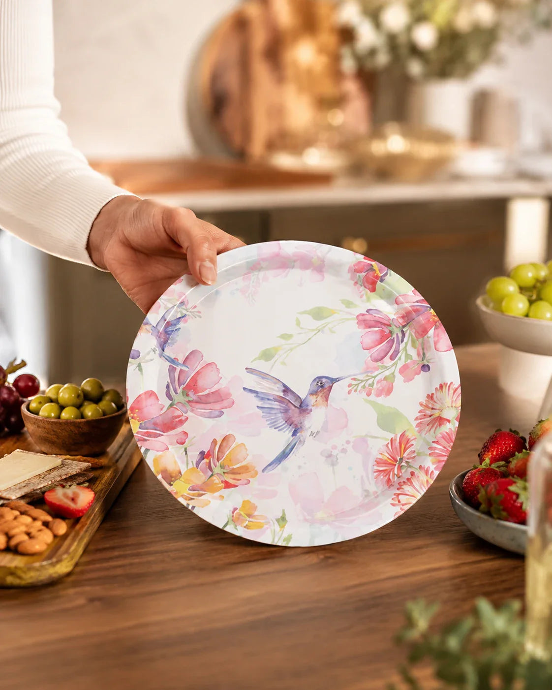 'Hummingbird' Round Serving Tray