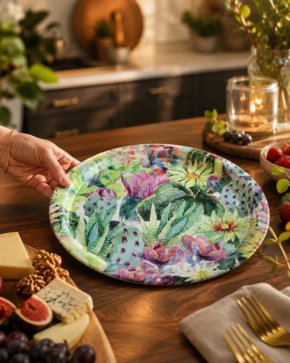 'Succulents' Round Serving Tray - Set Of 2