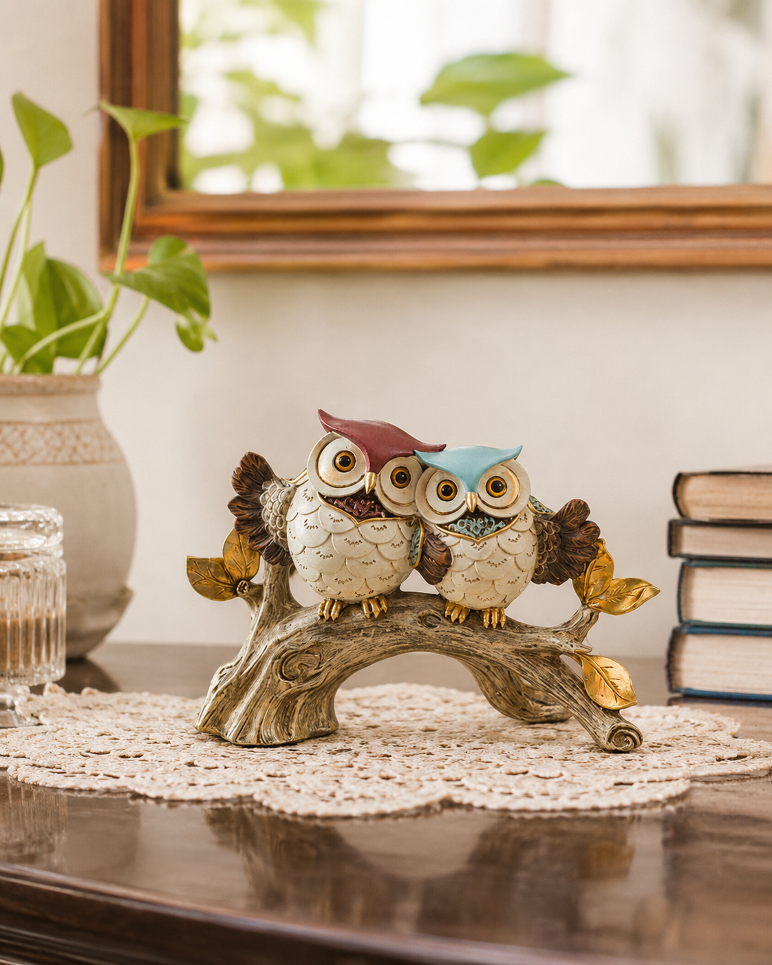 Whimsical Couple Decorative Owl Figurine