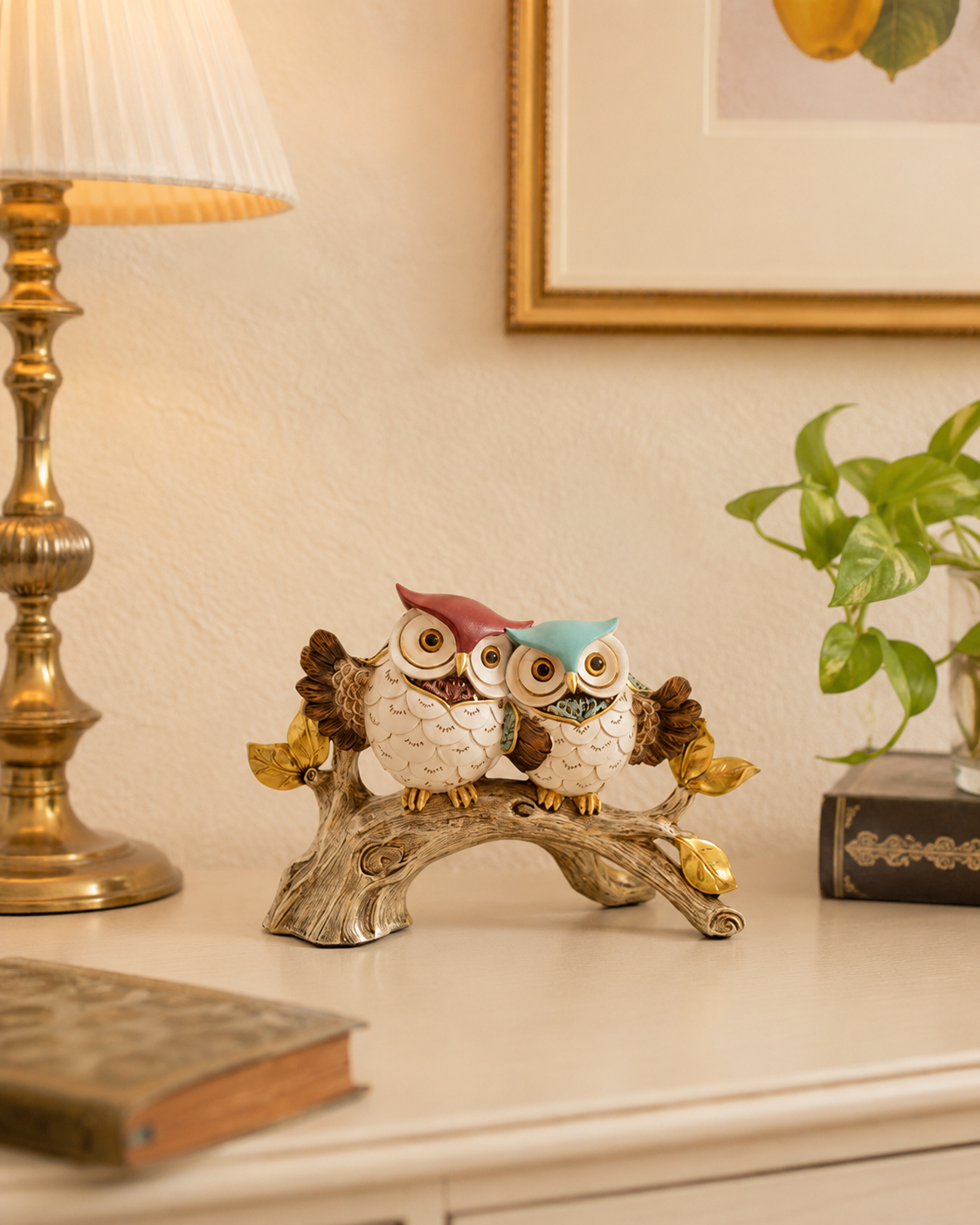 Whimsical Couple Decorative Owl Figurine