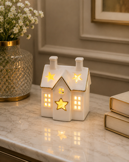 White Serenity Cottage Tealight Holder & Sculpture