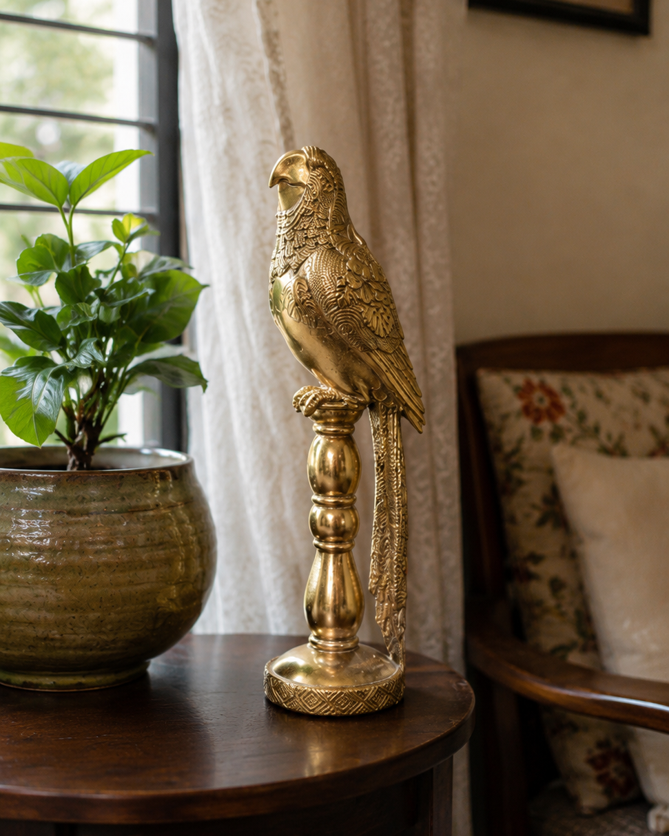 Golden Majesty Parrot Figurine