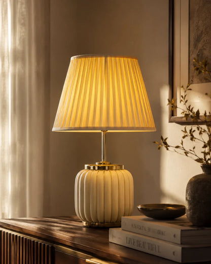 Regal Ribbed Table Lamp - White