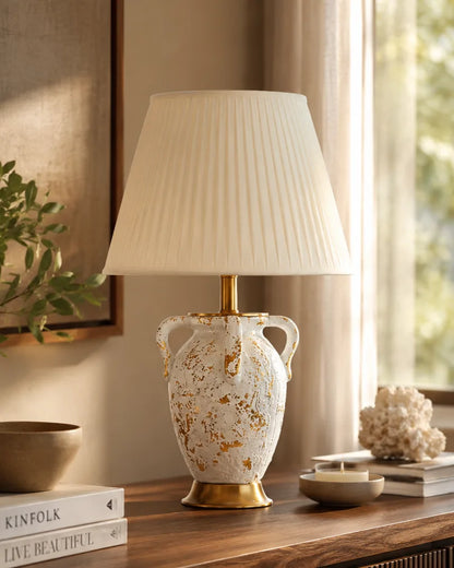 Antique Gold Rustic Amphora Table Lamp