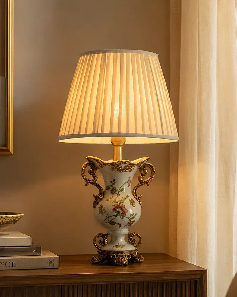 Ivory Blossom Ornate Table Lamp