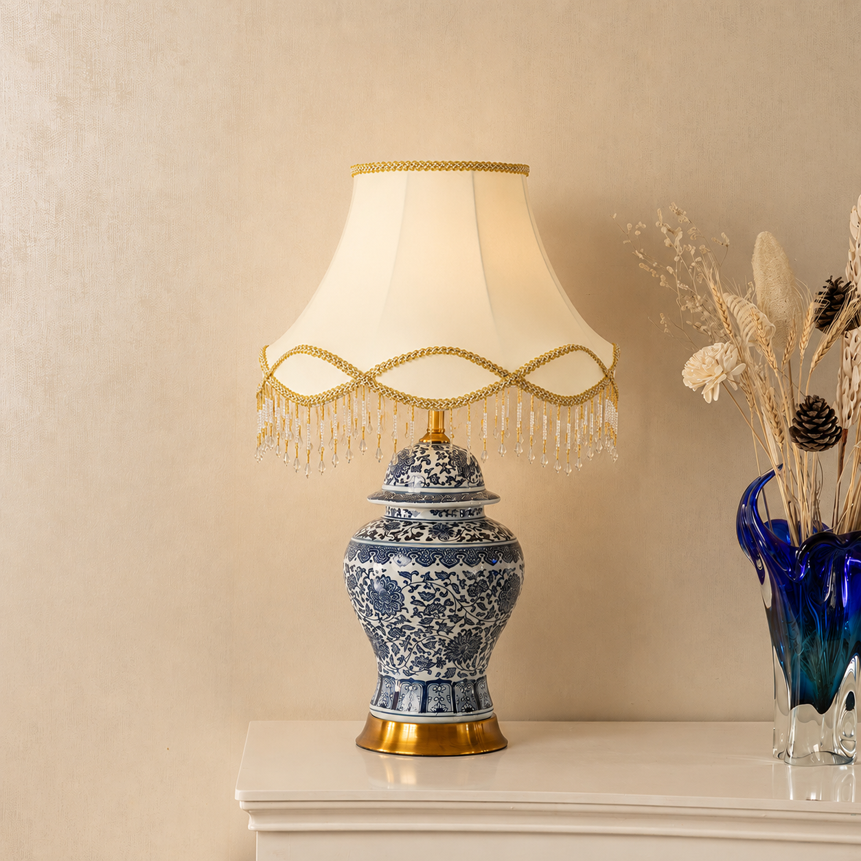 Classic Dynasty Table Lamps for Living Room (Victorian Shade)