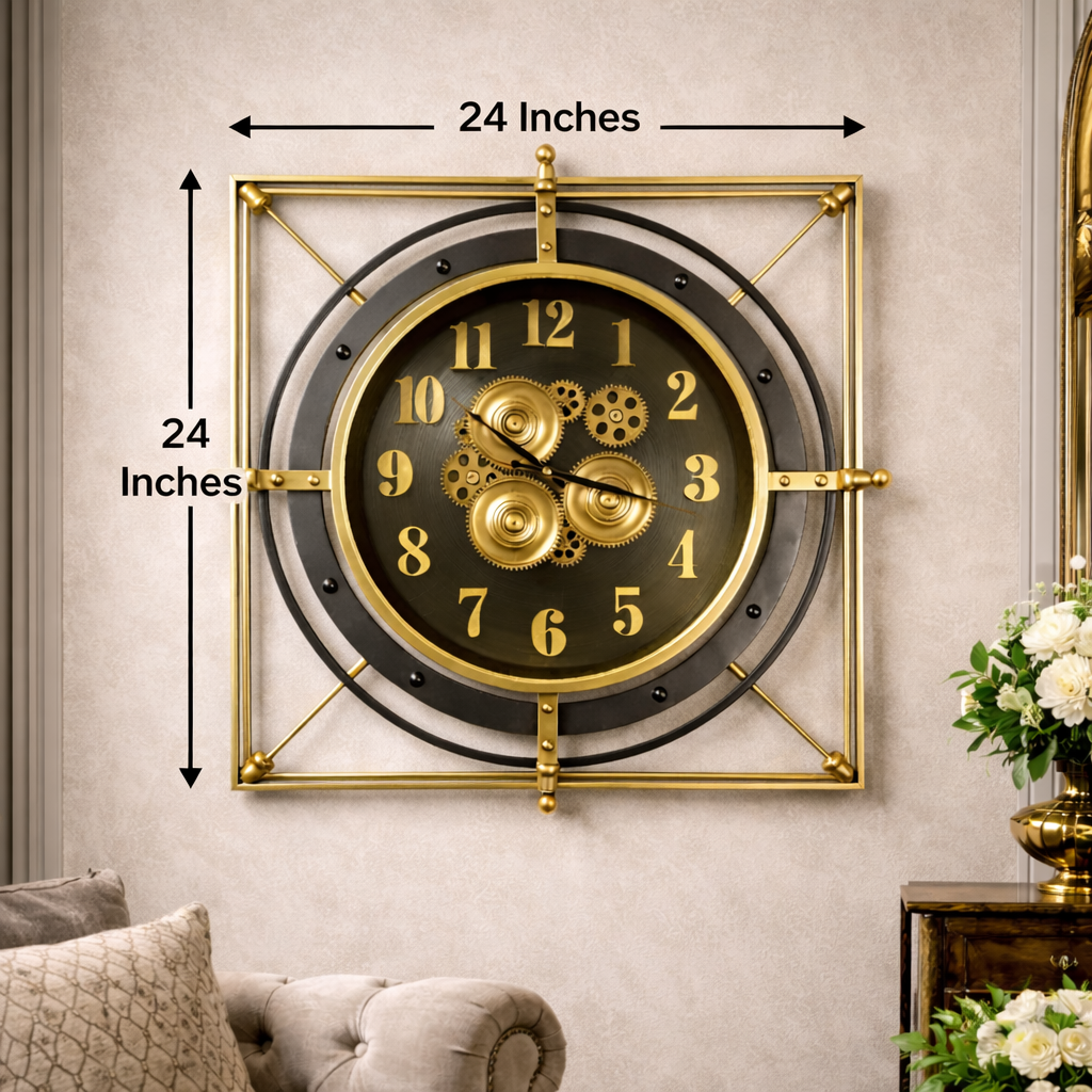 Grand Axis Luxury Designer Wall Clock For Living Room With Moving Gear Mechanism Buy Wall Clock Online (Steel Body)