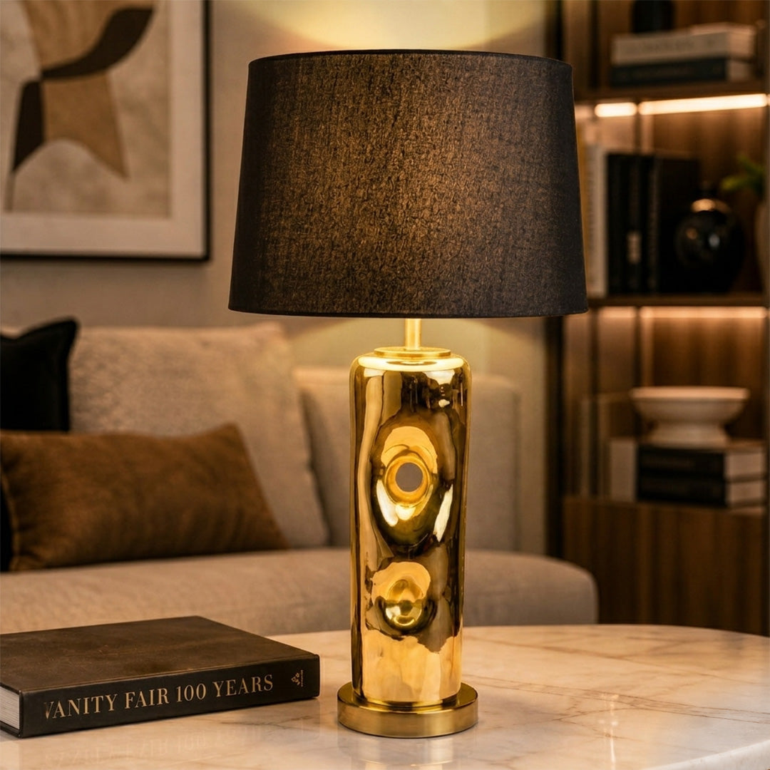 Contemporary Gold Elliptical Table Lamp