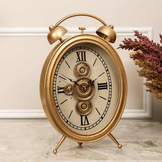 Prime Gear Timepiece Luxury Designer Table Clock With Moving Gear Mechanism Buy Table Clock Online (Steel Body)