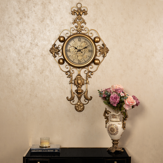 Grand Florentine Luxury Designer Wall Clock With Moving Gear Mechanism Buy Wall Clock Online (Steel Body)