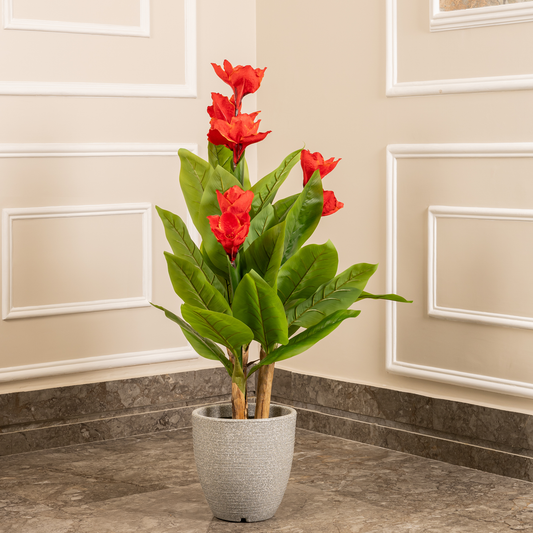Radiant Ruby Red Lily Artificial plant (4 Feet) (Natural Feel)