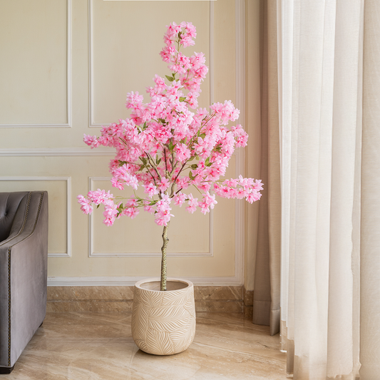 Pink Blossom Odyssey Artificial Indoor Plant For Home - 6 Feet (Natural Feel)