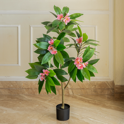 Frangipani Pink Echo Artificial Flower Plant For Home (4 Feet) (Natural Feel)