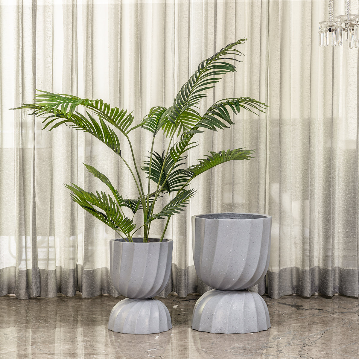 Elegant Swirl Indoor Planters For Home - Set of 2 (Grey)