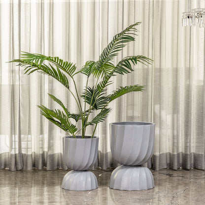 Elegant Swirl Indoor Planters For Home - Set of 2 (Grey)